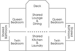 Rakiura Lodge groundfloor simplified floorplan